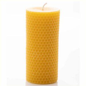 Pillar Candles 100% Beeswax NWT + Glass Candle Plate